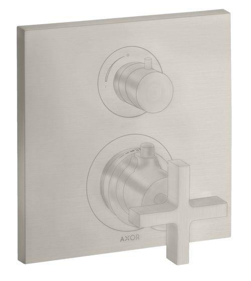 AXOR-HG-AXOR-Citterio-Thermostat-Unterputz-mit-Absperrventil-und-Kreuzgriff-Edelstahl-Optic-39705800 gallery number 1